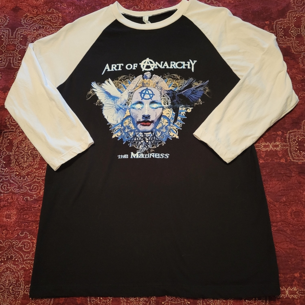 Art of Anarchy "The Madness" medium size, baseball jersey style tee.